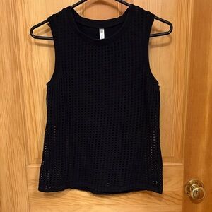 Fabletics Black Open-Knit Muscle Tank